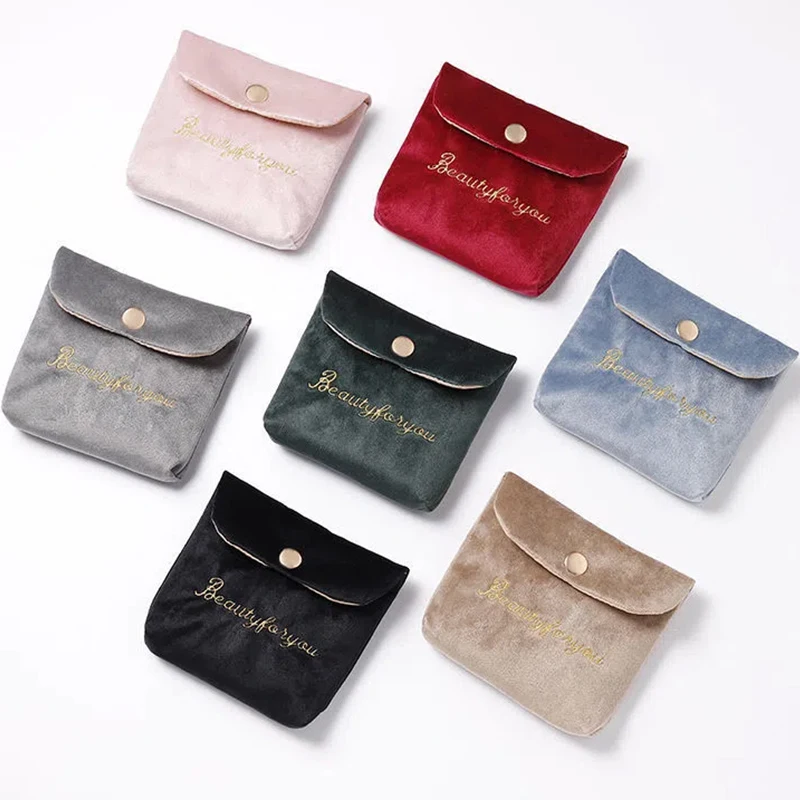 Velvet Portable Cosmetic Bag Travel Mini Coin Money ID Card Lipstick Storage Case Women Sanitary Napkin Pad Packaging Pouch Bags