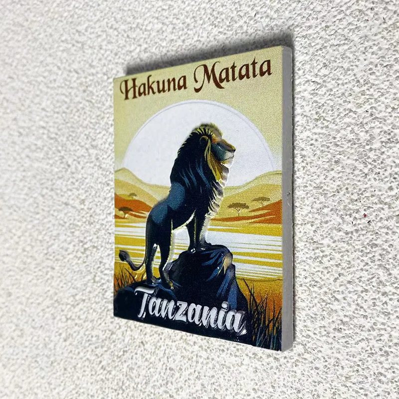 Tanzania Lion King travel souvenir crafts Creative three-dimensional decoration 3d painted refrigerator sticker gift