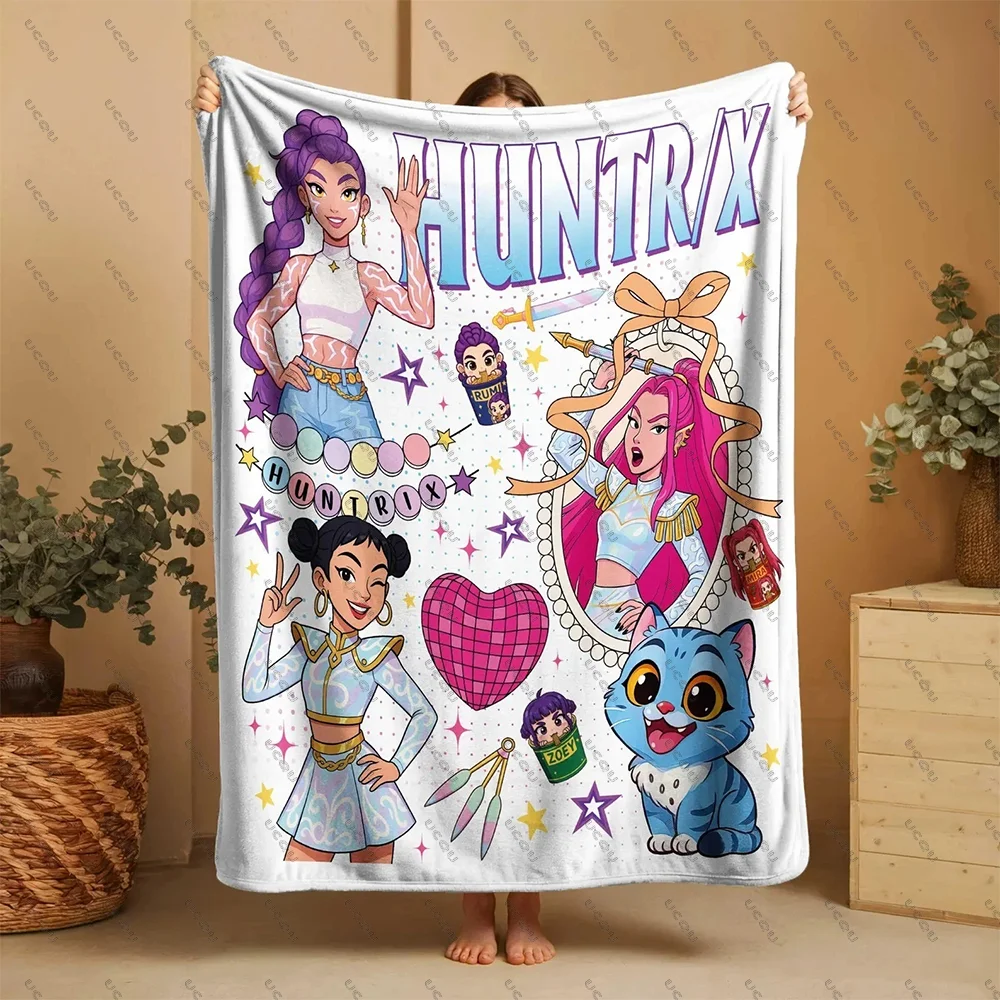 

Autumn Winter Cozy Kpop Demon Hunters Huntrix Blanket Gift Sofa Bed Travel Office Warmth K-Pop Anime Derpy Tiger Huntrix Office