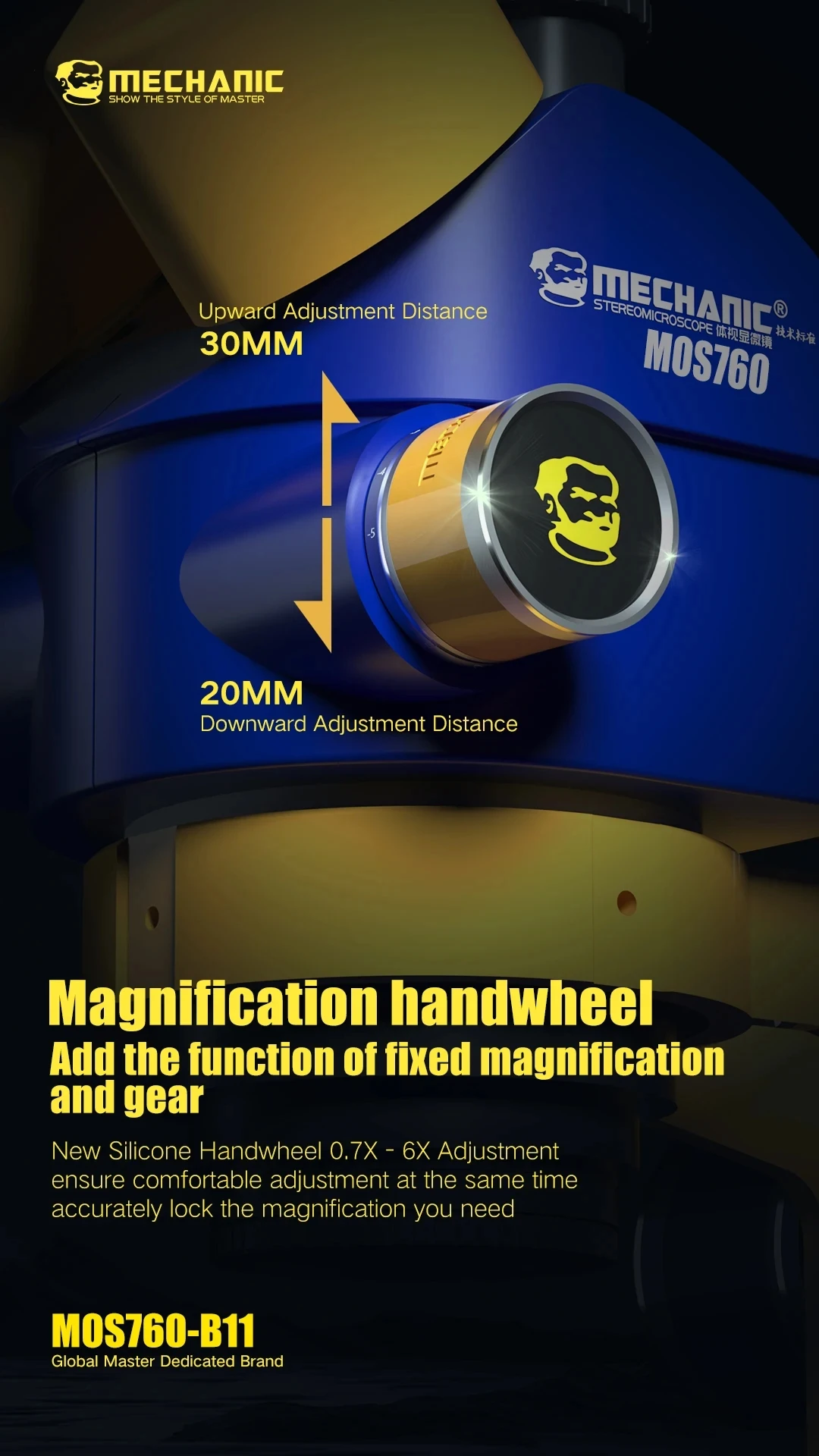 ميكانيكي MOS760 مجهر ثلاثي العينيات 7X-60X التكبير 360 درجة دوران الهاتف PCB لحام MOS750 مجهر مجهر #6