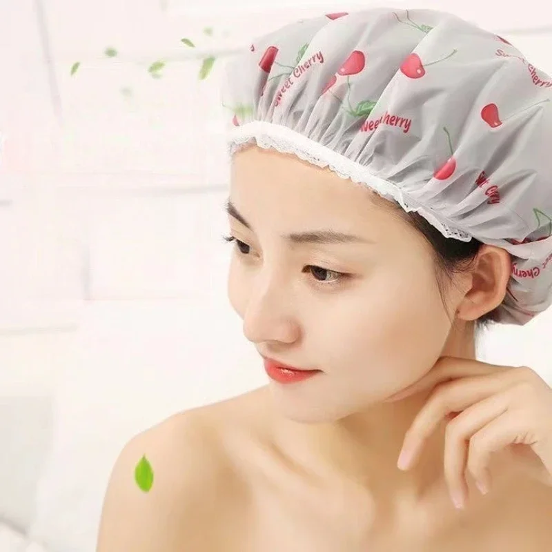 Buy 1 Get 1 Free 5pcs Waterproof Shower Cap Women Reusable Elastic Large Bathing Hair Care Dry Cap for Long Hair 10 Total