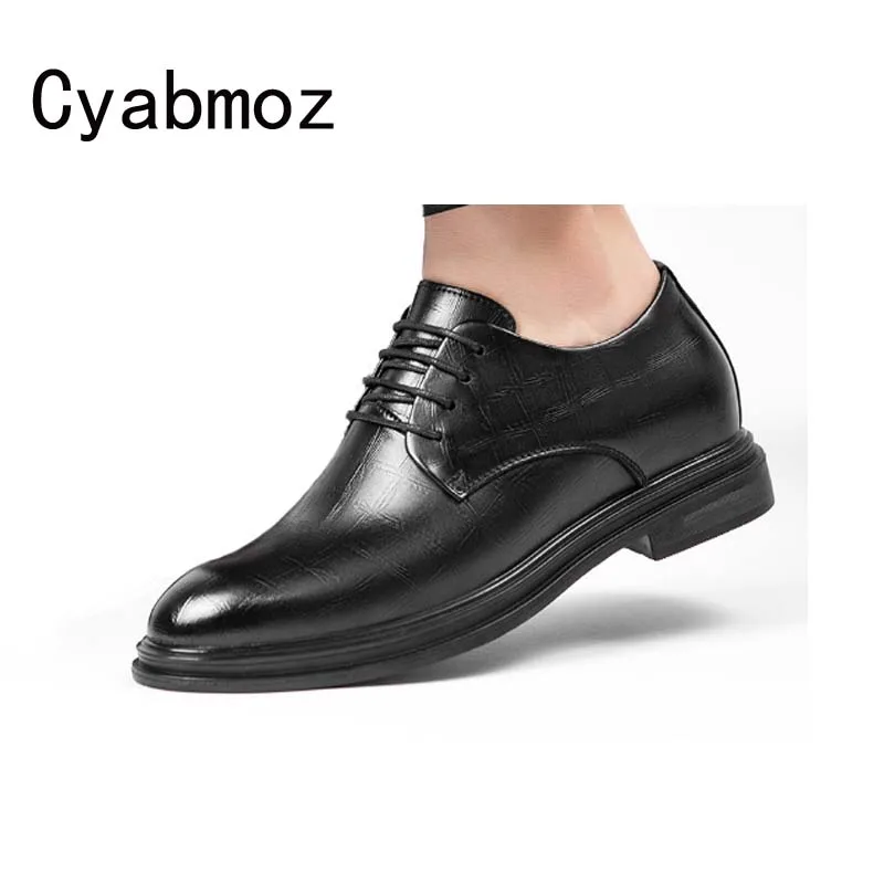 

Height increasing plaid leather shoes men 8cm/6cm formal wedding shoes business elevator dress leisure increase men's shoes