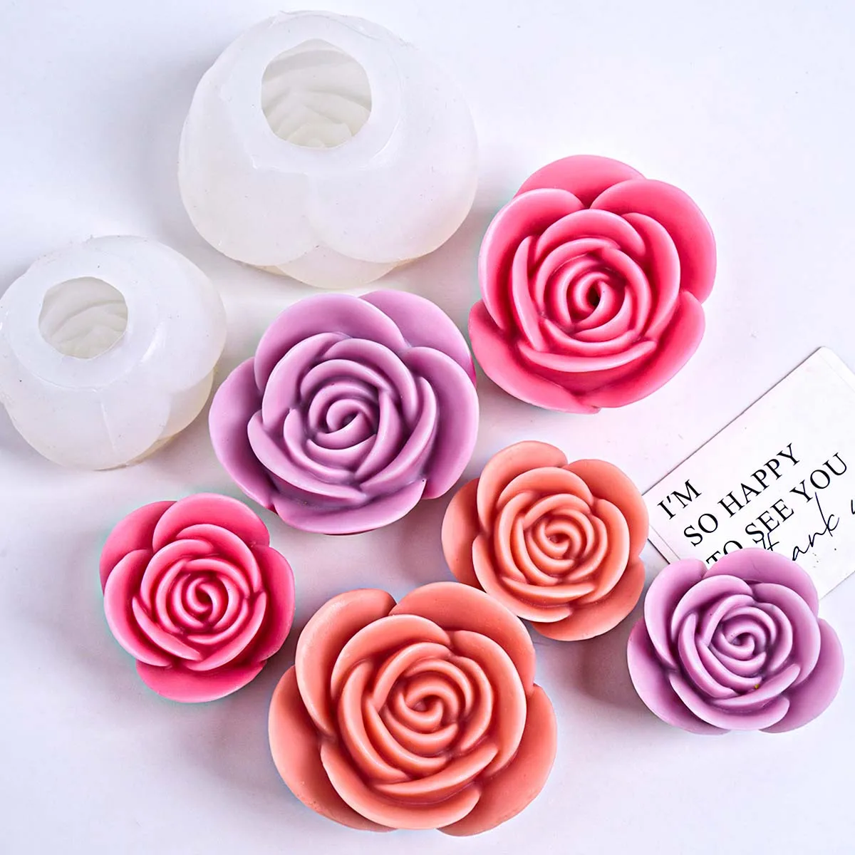 Rose Duftkerze Silikonform DIY Valentinstag Blumenkerze Aroma Steinform Handgemachte Seifenherstellung Werkzeug Home Dec Supplies