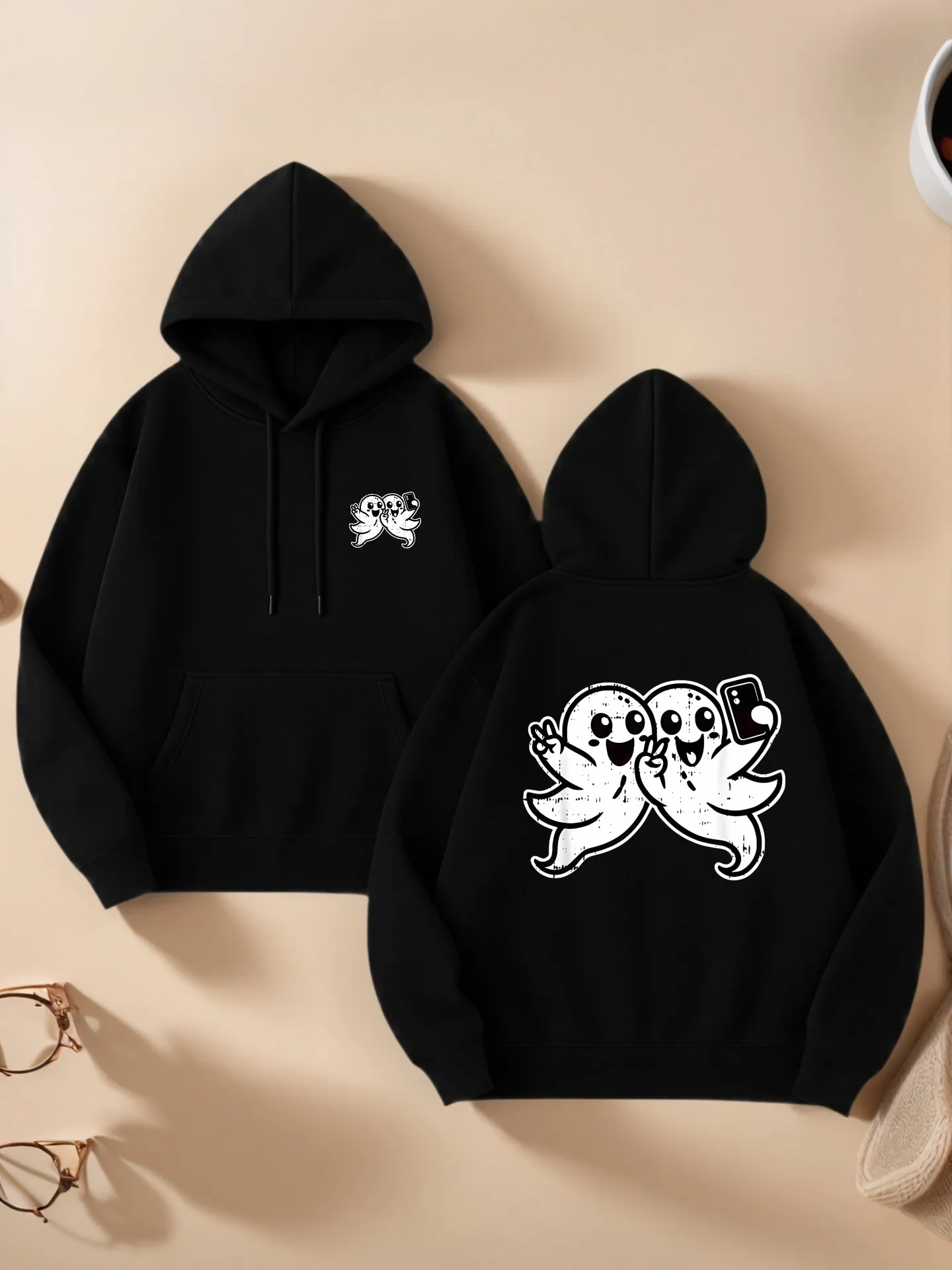 

Женская толстовка с рисунком, милый мультяшный принт, повседневная эстетика, мягкая ткань, повседневная повседневная одежда, для подростков