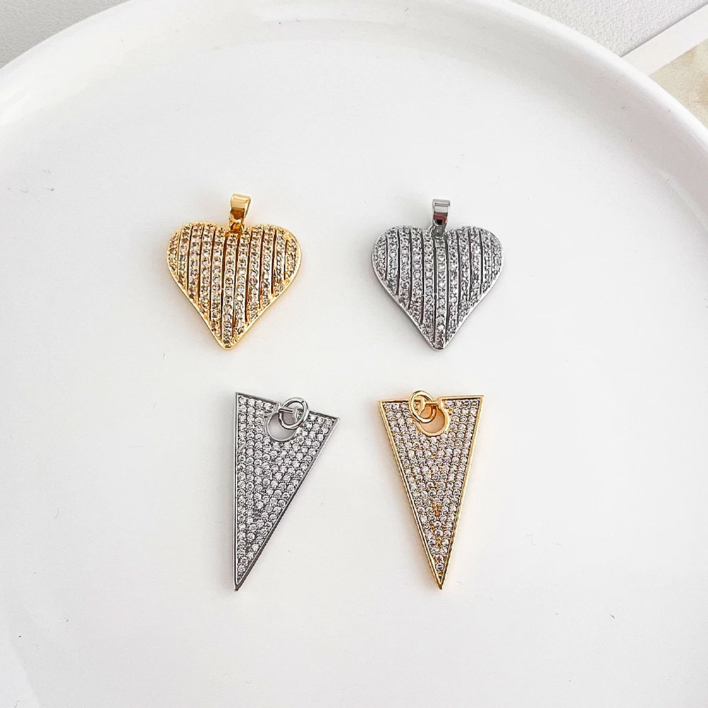 

Cordial Design 10Pcs Jewelry Accessories/Genuine Gold Plating/Heart Triangle Shape/Hand Made/Copper Pendant/DIY Charms #196094