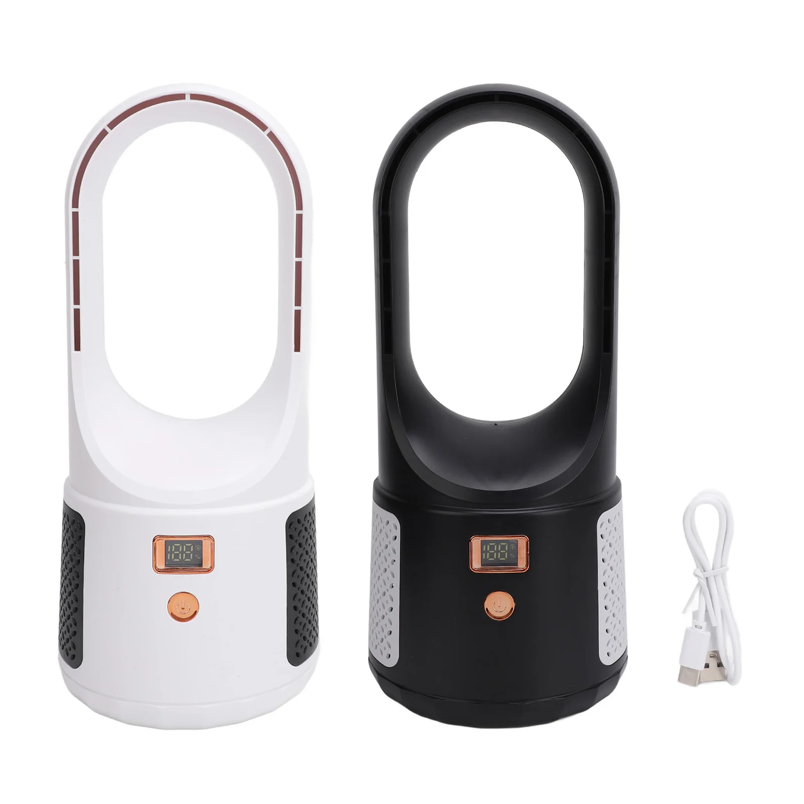 Bladeless Cooling Fan USB Desk Fan 6 Speeds Wind Quiet Portable Bladeless Cooling Fan with Power Display for Home Bedroom