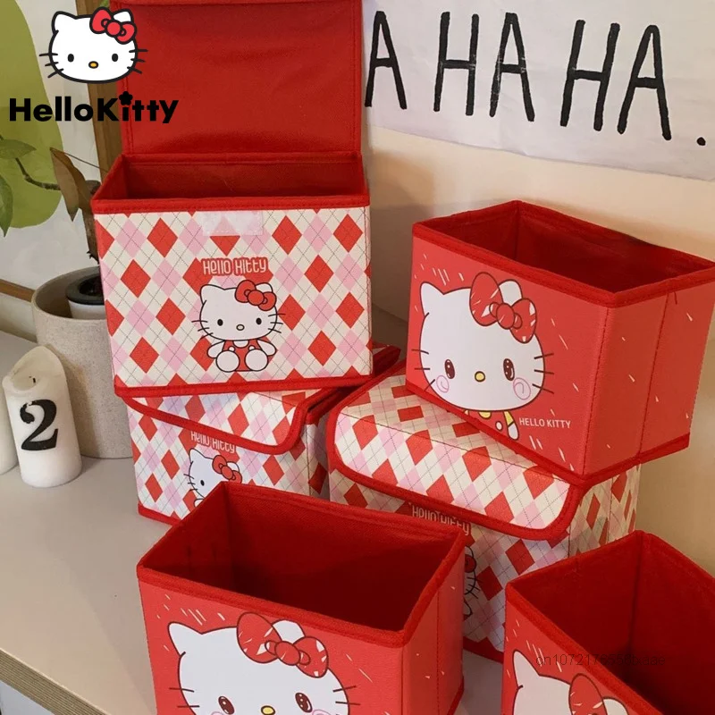 

Sanrio Hello Kitty Storage Box Large Capacity Waterproof Box With Cover Household Supplies Clothes Books Sorting Case Home Decor