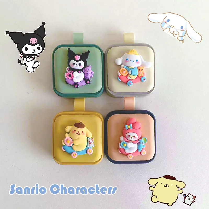 

Sanrio Kawaii Four Compartment Storage Box Purin Cinnamoroll Mymelody Delicate and Compact Collect Pills and Other Small Items