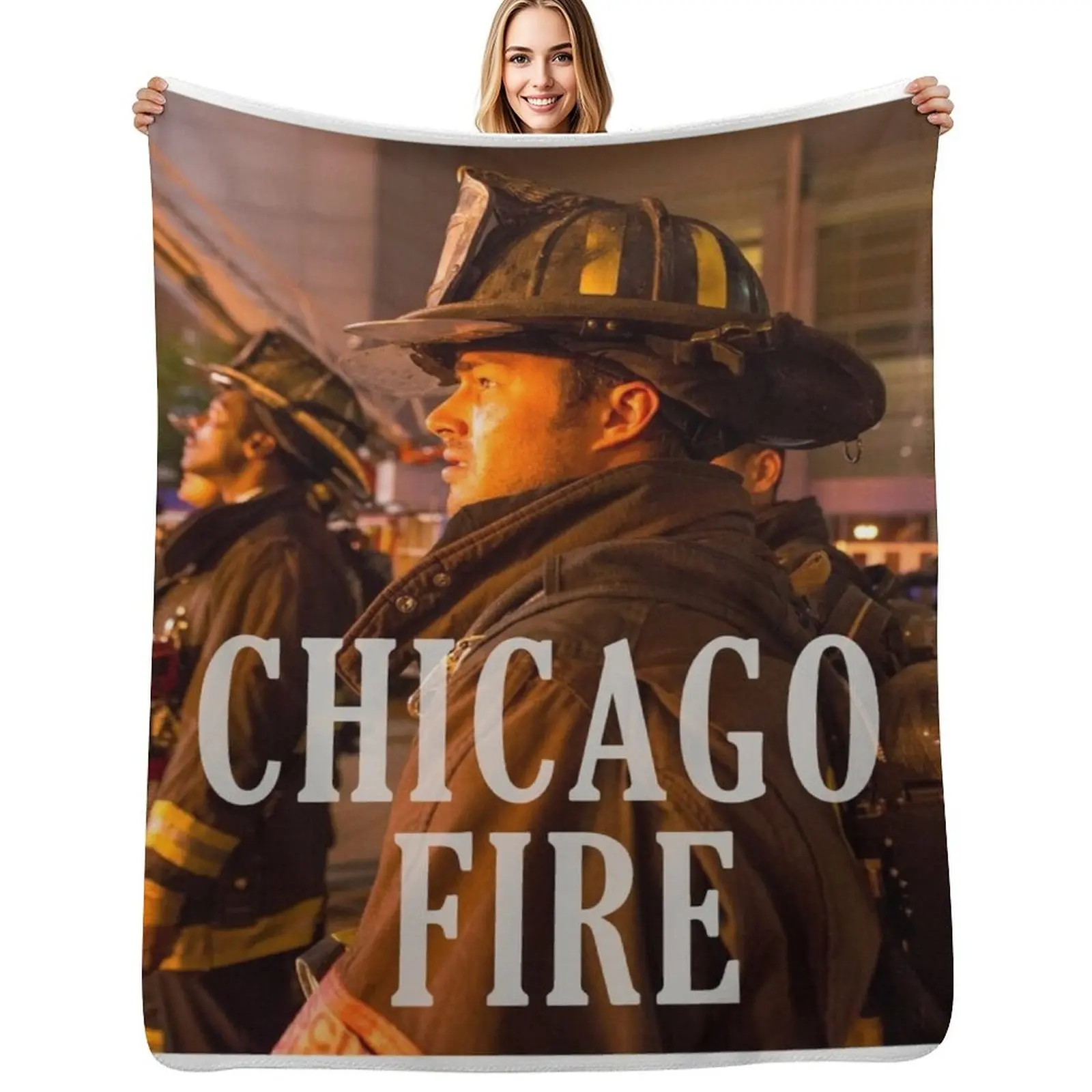 Chicago Fire Fighters Throw Blanket Soft Solid Color Blanket for Couch Bed