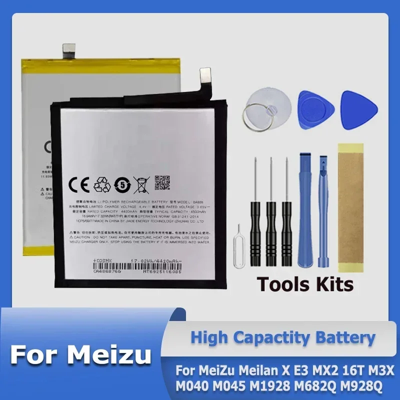 XDOU BA928 BA851 B022 BT62 Replacement Battery For MeiZu Meilan X E3 MX2 16T M3X M040 M045 M682Q M928Q M1928 + Tool