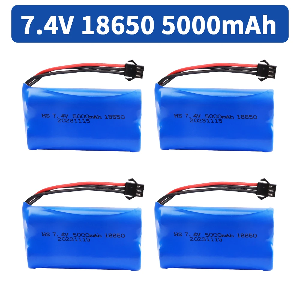 7.4V 5000mAh Li-ion battery SM-3P for MN128 Watch Gesture Sensing Twisted RC stunt car 18650 7.4v battery For RC Cars SM3P Plug