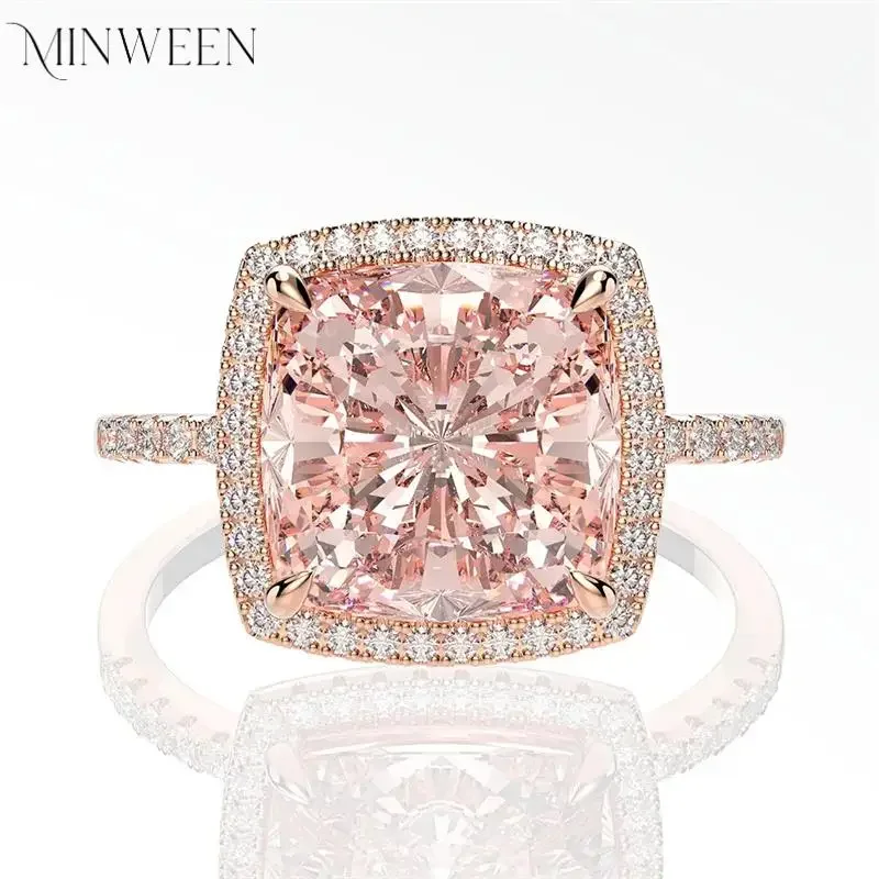 Luxury 100% 925 Sterling Silver Created Morganite Gemstone Wedding Engagement Ring Fine Jewelry Wholesale