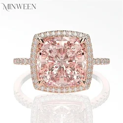 Luxury 100% 925 Sterling Silver Created Morganite Gemstone Wedding Engagement Ring Fine Jewelry Wholesale