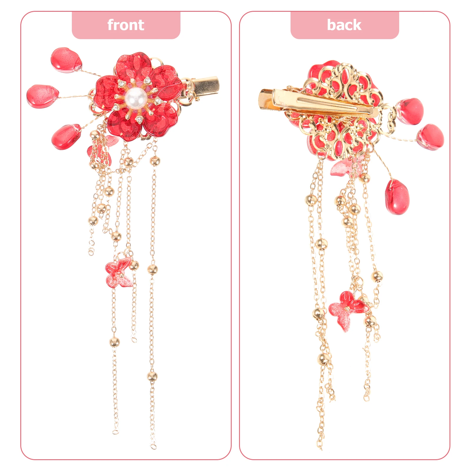 

2Pcs Glass Flower Tassel Hair Clips for Women Vintage Style Elegant Hairpins Decorative Accessories for Thick Or Thin Hair Daily