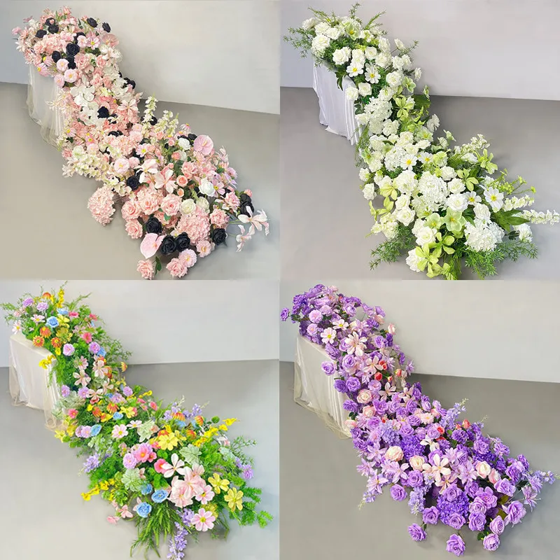 Yjq waterfall table flower birthday fake flower finished wedding ornament on site wedding welcome decoration floral arrangement