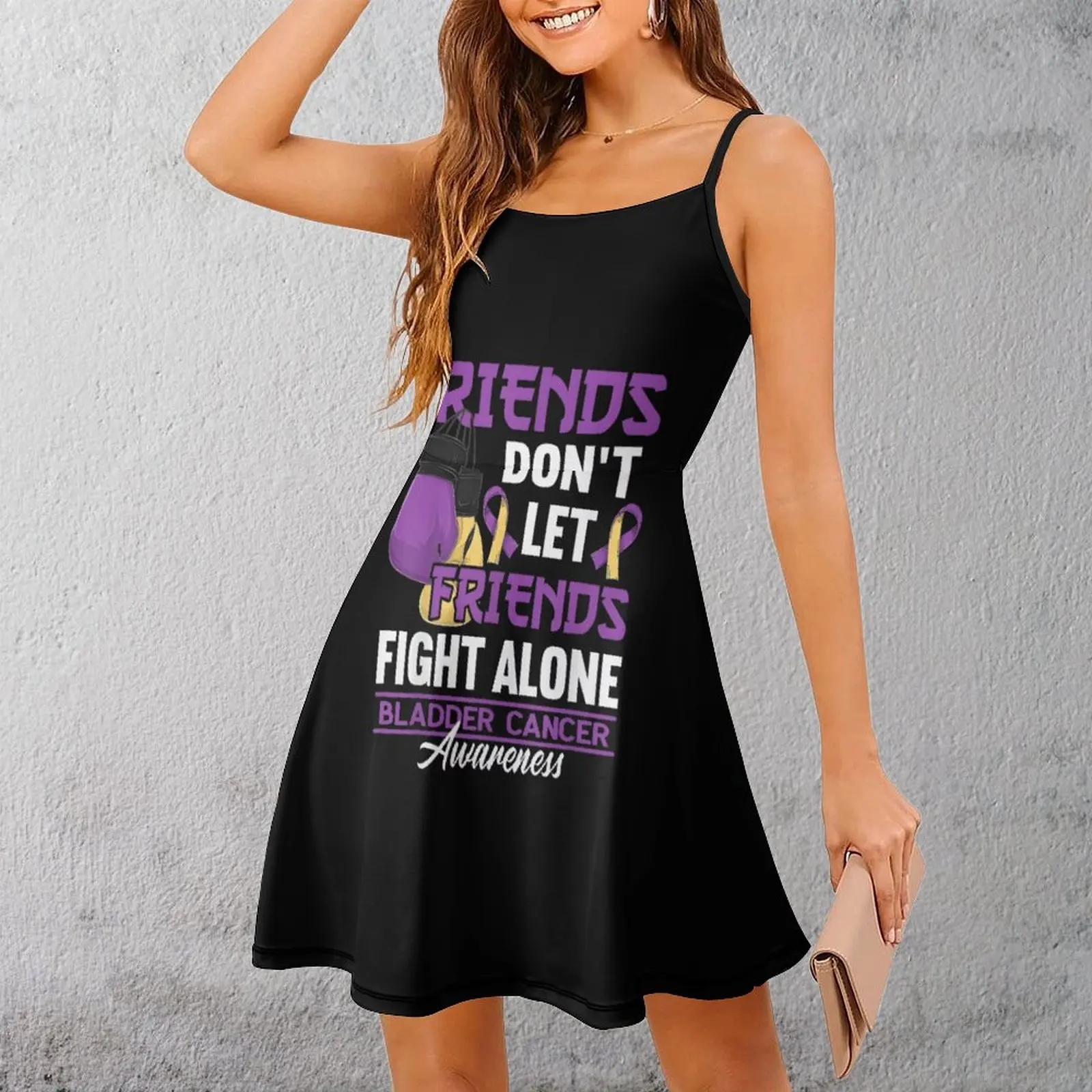 

Bladder Cancer Awareness Tee Women's Sling Dress Graphic Cool Exotic Woman's Dress Funny Clubs The Dress