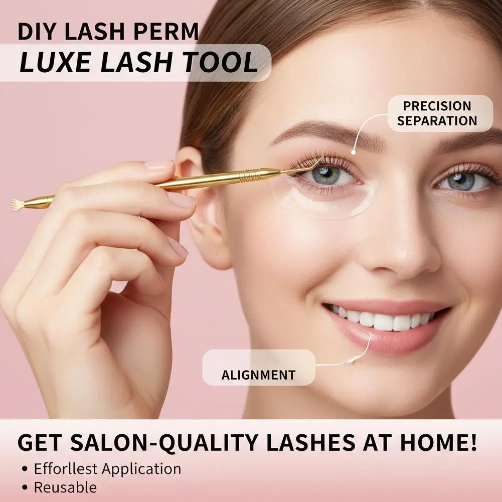 2 in 1 Stainless Steel Double-Ended Eyelash Lift Tool Professional Lash Perm Separator Comb for Eyelash Lifting Extension Makeup