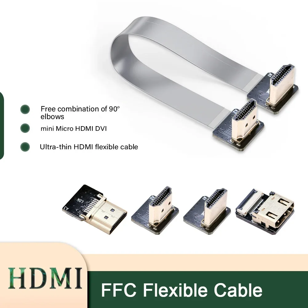 DIY HDMI-compatible Flexible Cable Ultra-thin Mini HDMI Micro Hdmi FPC Elbow FFC Adaptor for Aerial Photography Gimbal HD FPV