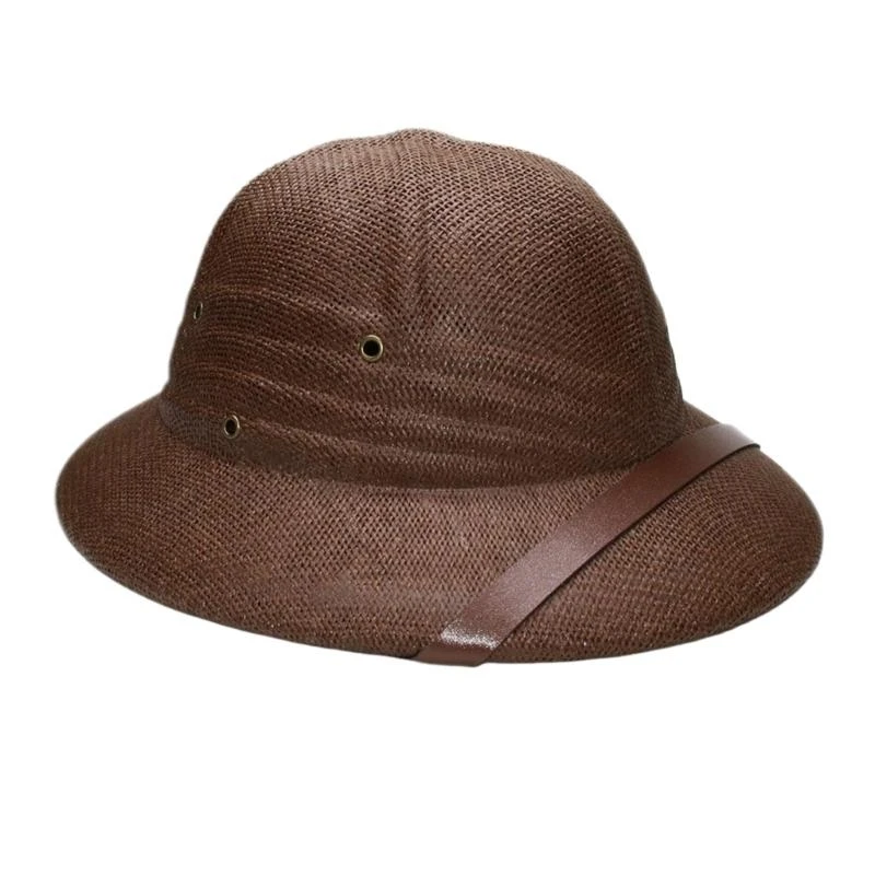 

652F Elegant PU Belt Straw Hat Handwoven Breathable Elegant PU Belt Belt Hat Holiday Vacation Hat Western Sun Hat
