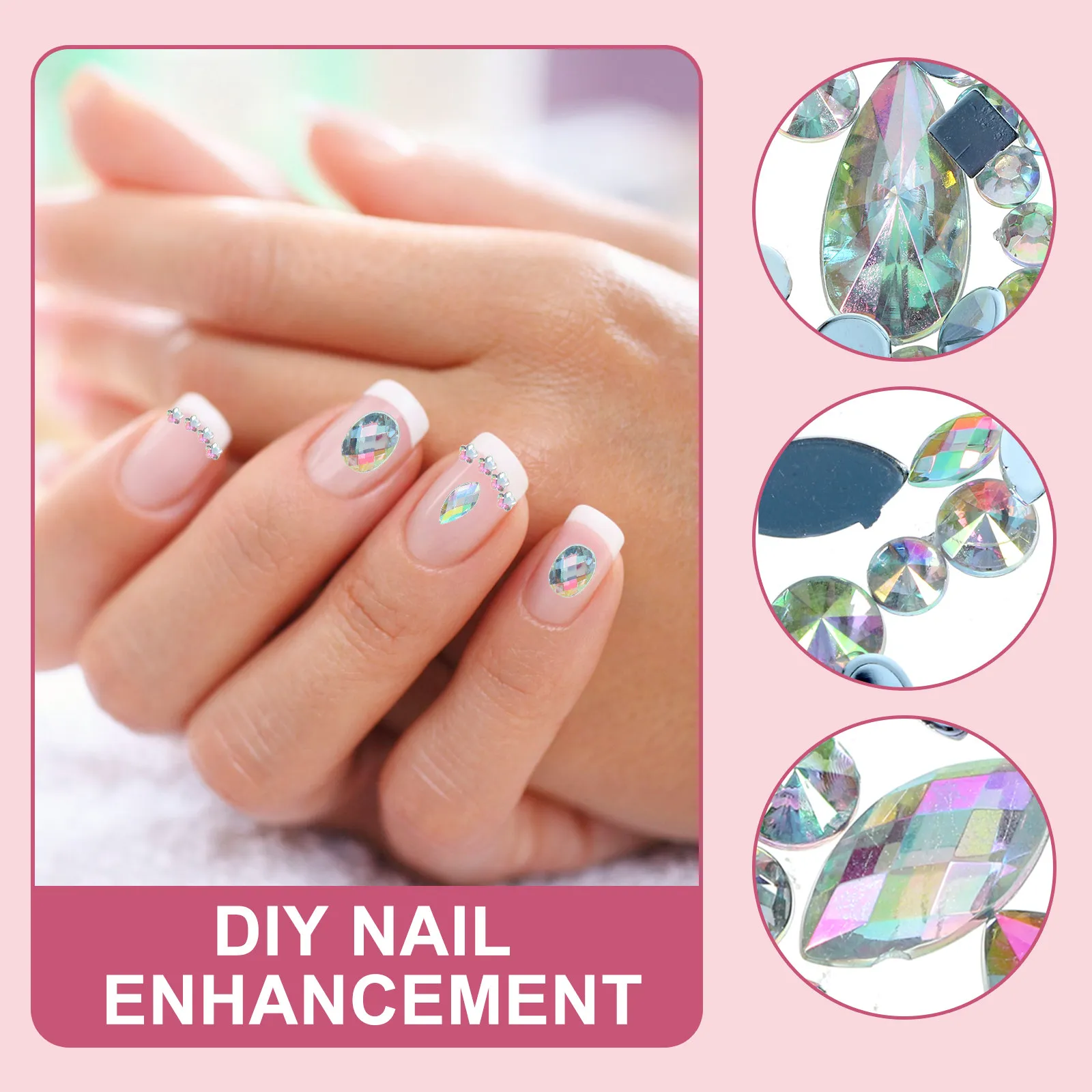 

300Pcs Acrylic Flat Back Gems Rhinestone Nail Charms for DIY Manicure Nail Art Decorations Craft Embellishments Smartphone Case