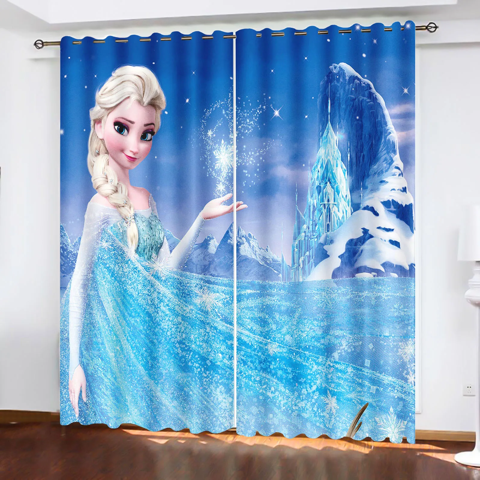 

Elsa Cartoon Princess Curtain Frozen 3d Print Bedroom Living Room Window Blackout Curtains Style Home Decoration
