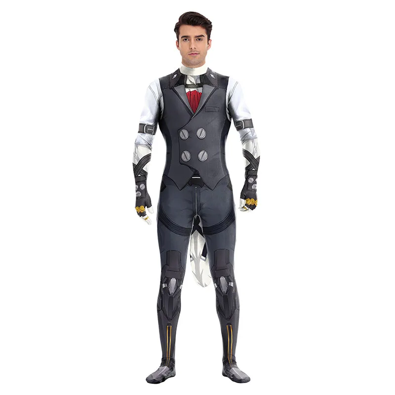 Game Von Lycaon Cosplay Costume Jumpsuit with Tail Carnival Zenless Zone Zero Party Bodysuit Clothes Animal Costume For Men