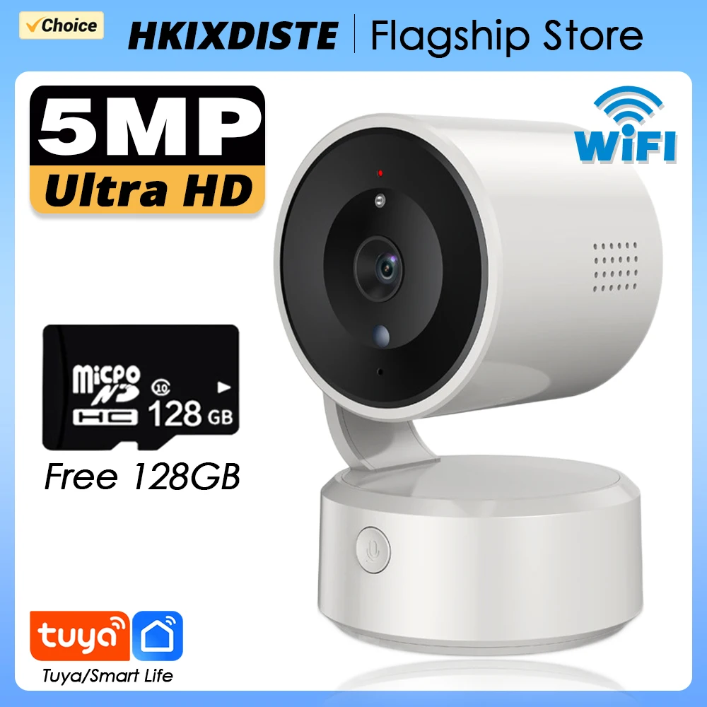 Tuya 5MP Mini PTZ WiFi Camera 2-Way Audio 360° Indoor Wireless Video Security Surveillance CCTV Cameras Smart Home Baby Monitor