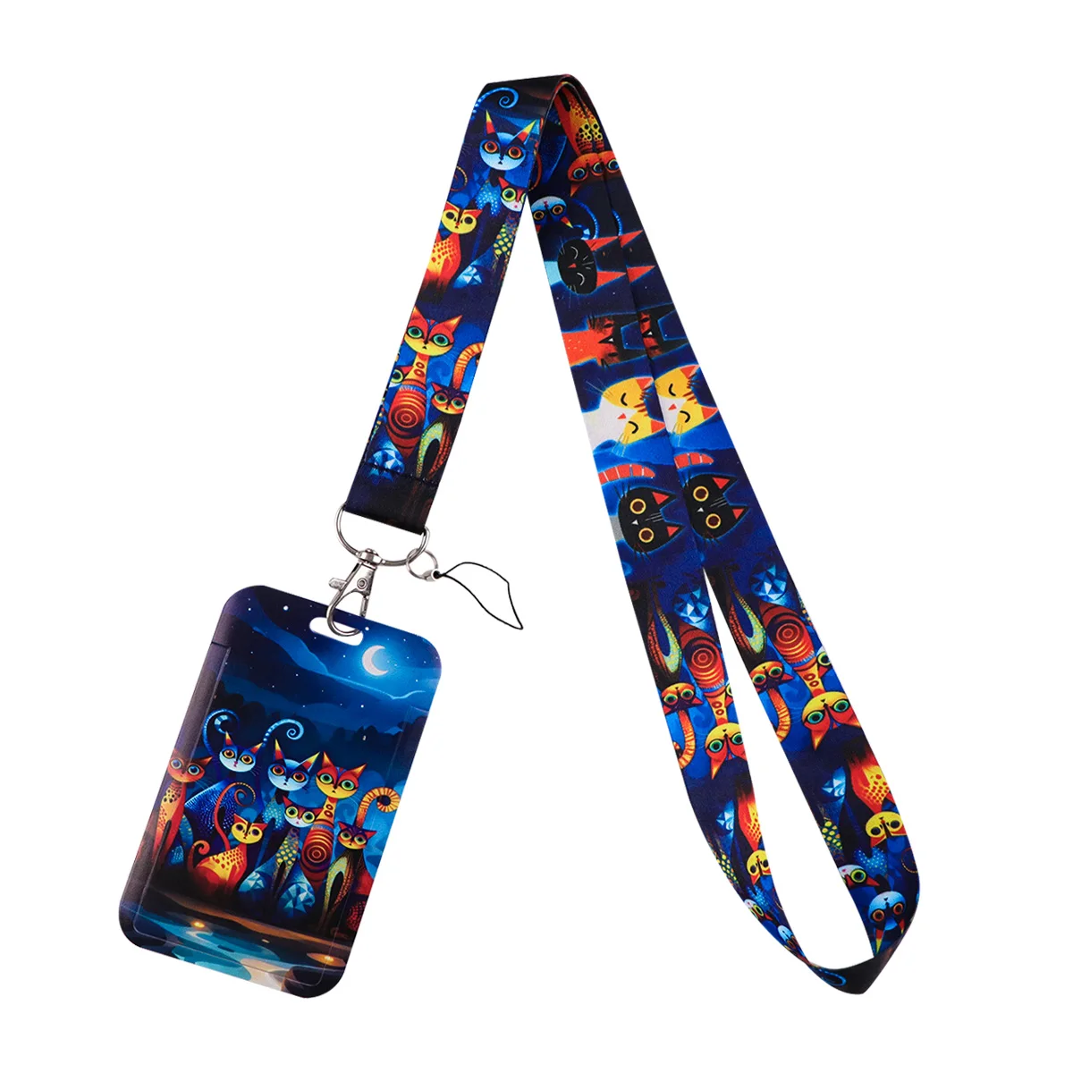Cartoon Cat Lanyard Keychain Multifunction ID Card Badge Holder Camera USB Cell Phone Neck Strap Key Ring Accessories