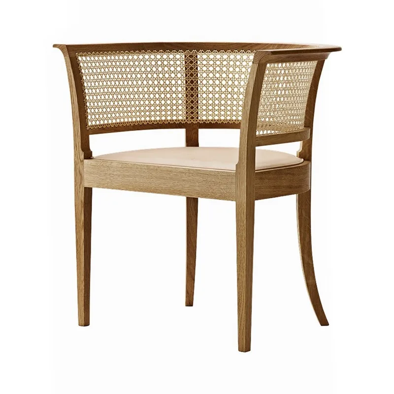 

Retro solid wood meal rattan hotel restaurant casual dining Nordic study chair single classic designer