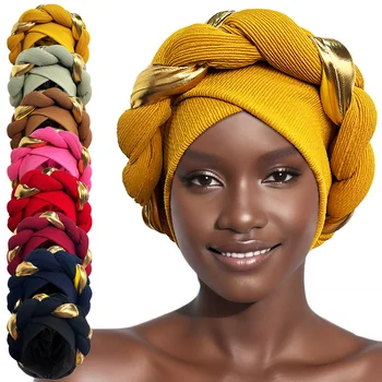 2024 neue Afrikanische Frauen Plissee Beanie Headwrap Hut Haar Zubehör Arabischen Gewickelt Moslemisches Hijab Turban Kappe Weibliche