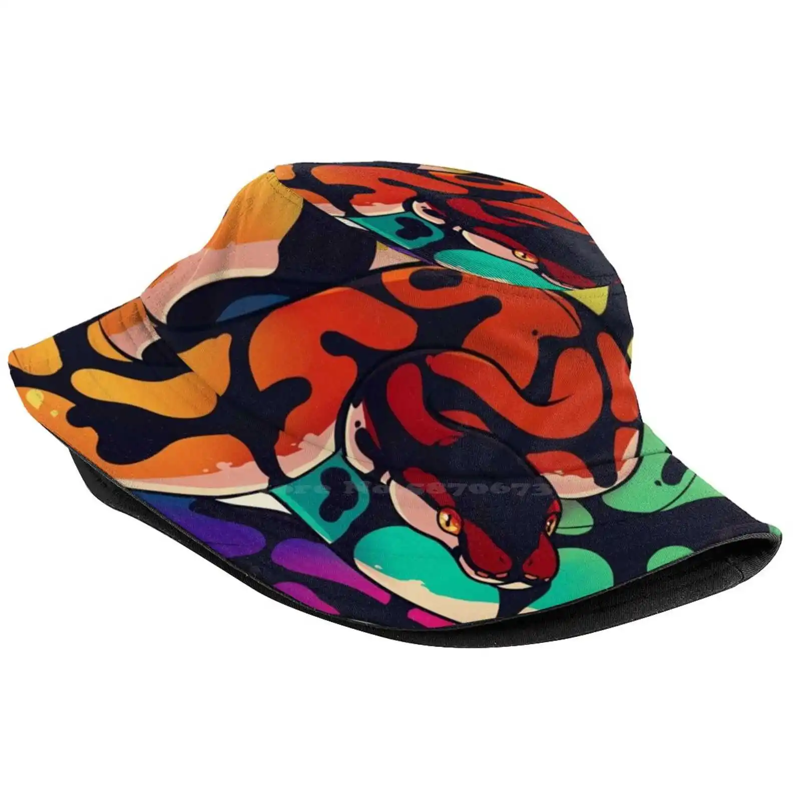 Rainbow Ball Python Sun Cap Fisherman Hat Bucket Hats Rainbow Ball Python Snake Cute Herp Reptile