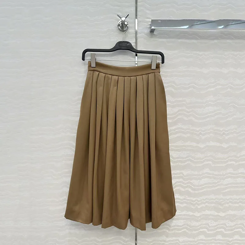 

Women's Vintage Pleated Skirt, French-Style Long Skirt, High-Quality Wool Blend Skirt, Fall/Winter, New Arrival, 2025