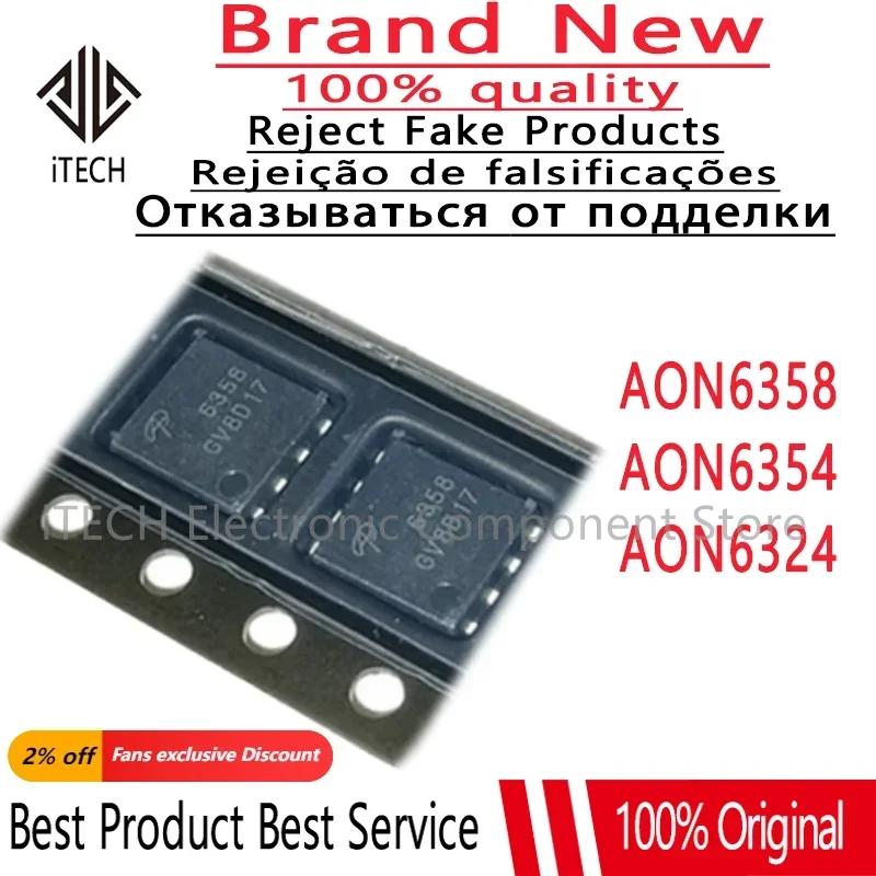 5Pcs 100% New AON6324 6324 AON6354 6354 AON6358 6358 DFN-8 DFN8 MOS FET Brand New Original chips ic