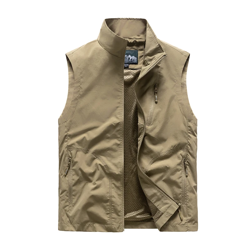 

Spring New Men Waistcoat Outdoor Leisure Solid Color Vest Young Middle-aged Photography Fishing Casual Vest Jacket Male