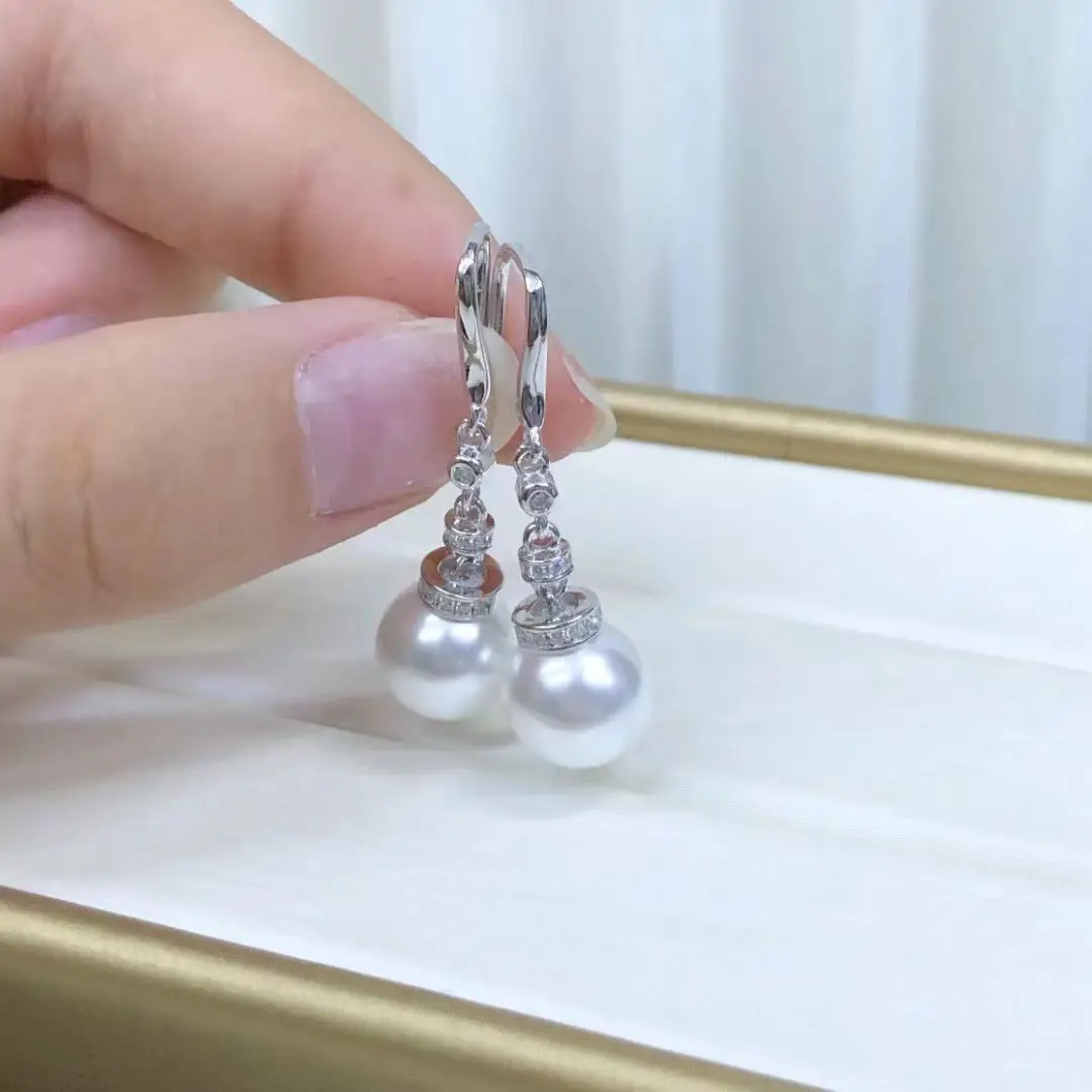 

Wholesale S925 Sterling Silver Earrings Mount Findings Settings Base Mounting Parts Accessory for 9-10mm Pearls 5 pairs/lot