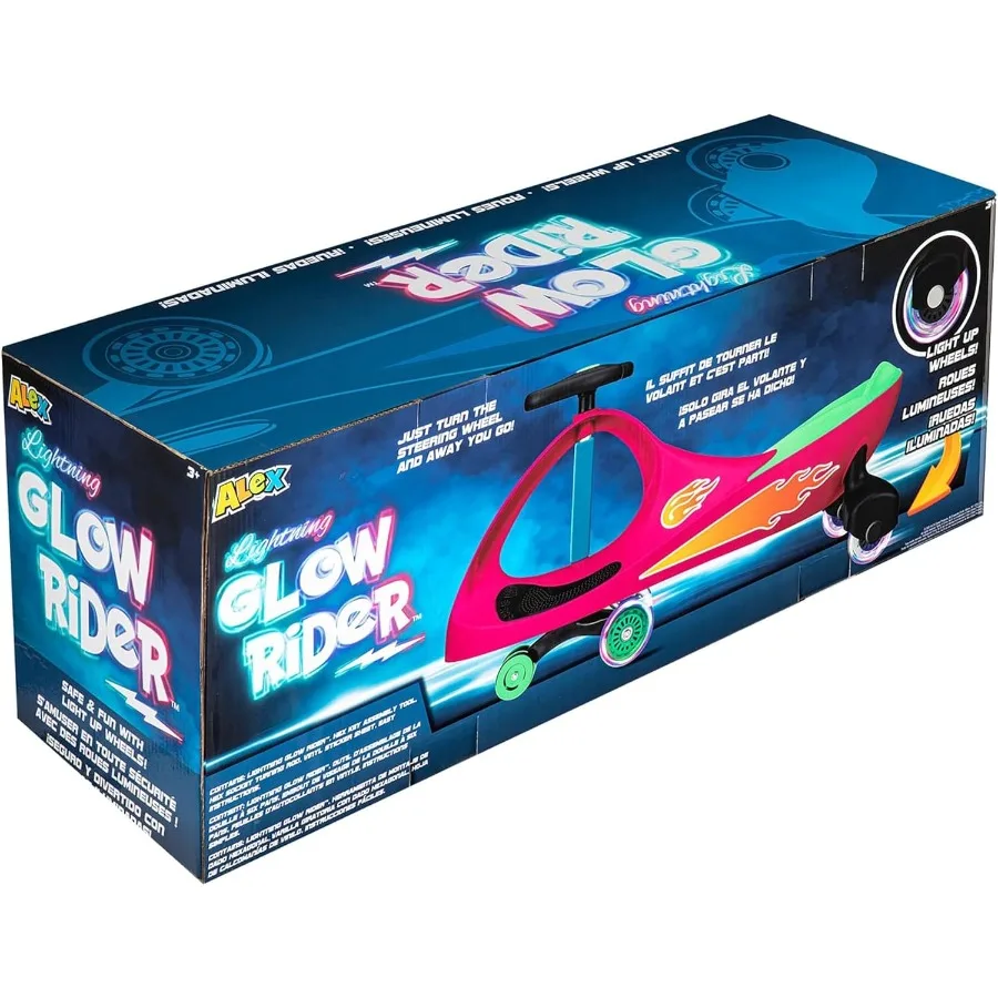 Lightning Glow Rider - Inertia and Movement Powered Ride-On Toy Light-Up Wheels Indoor-Outdoor Play