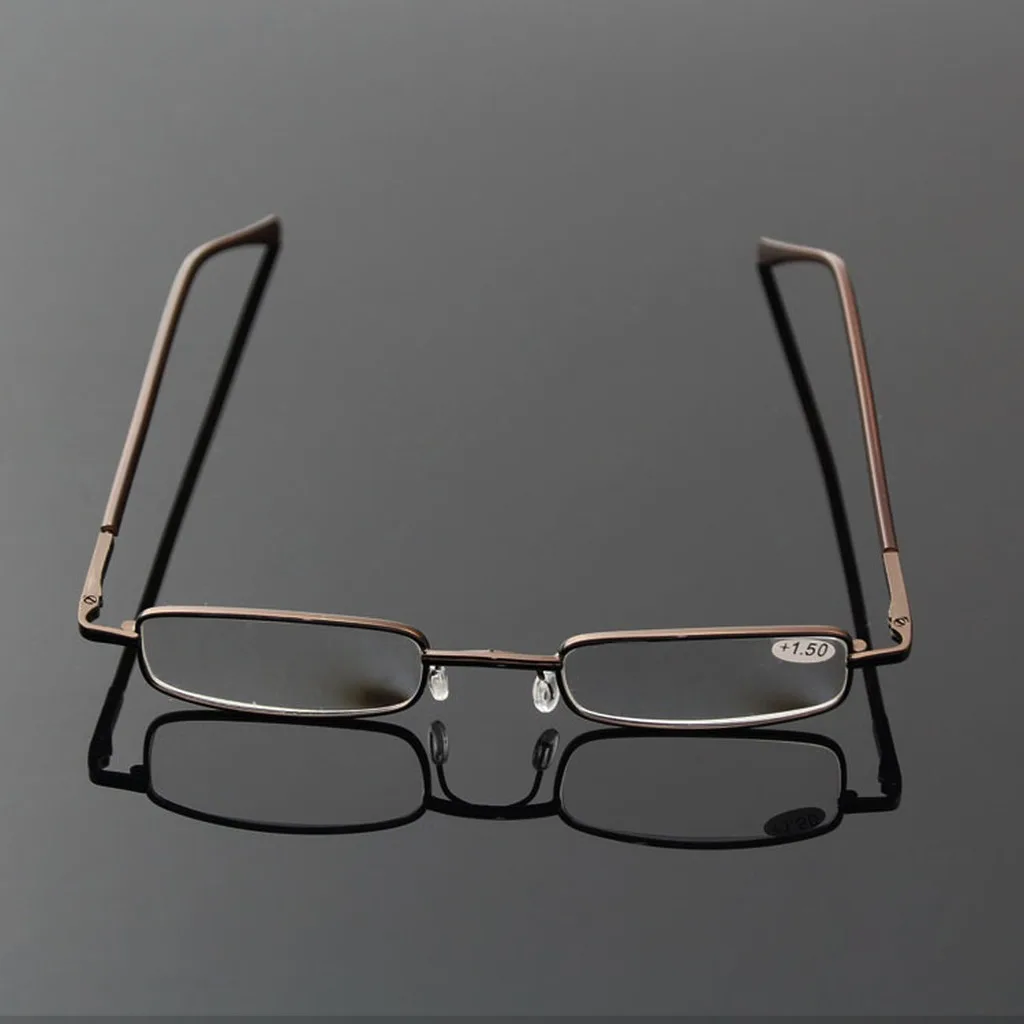 Full-Frame Glasses Lightweight Rectangular Eyewear Pocket Sized Readers Metal Portable Reading Glasses For Home Leisure Seniors