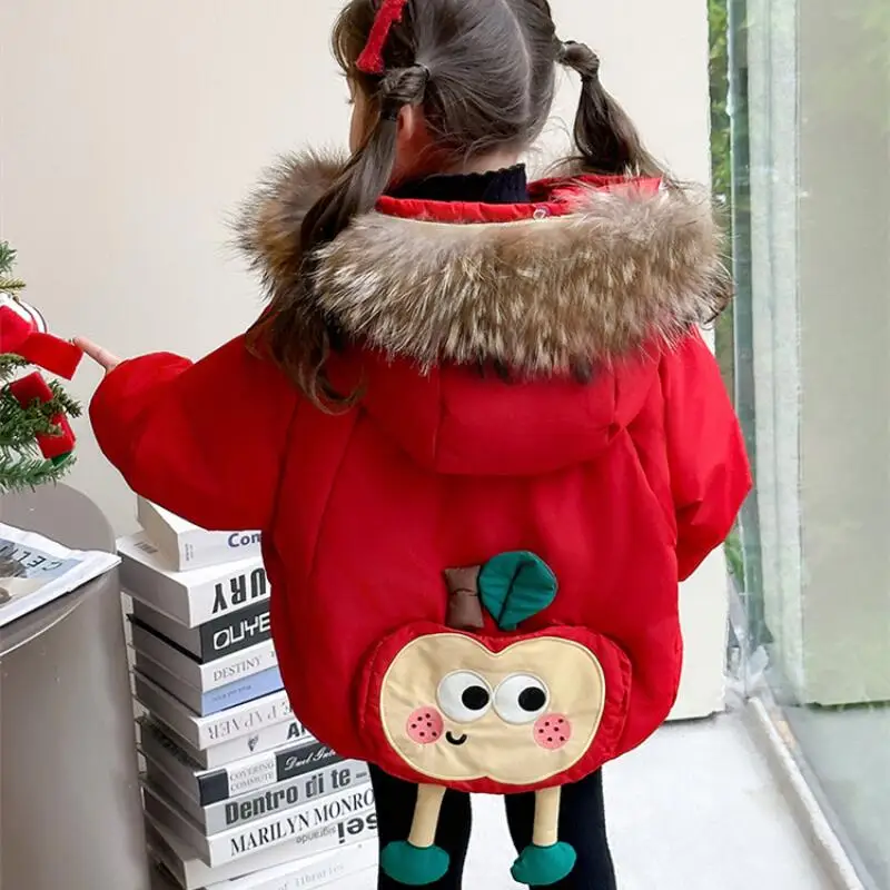 

Хлопковое пальто Kawaii для девочек, зима 2025 года, новинка, модная детская толстая теплая куртка с капюшоном в стиле аниме, милые удобные повседневные топы