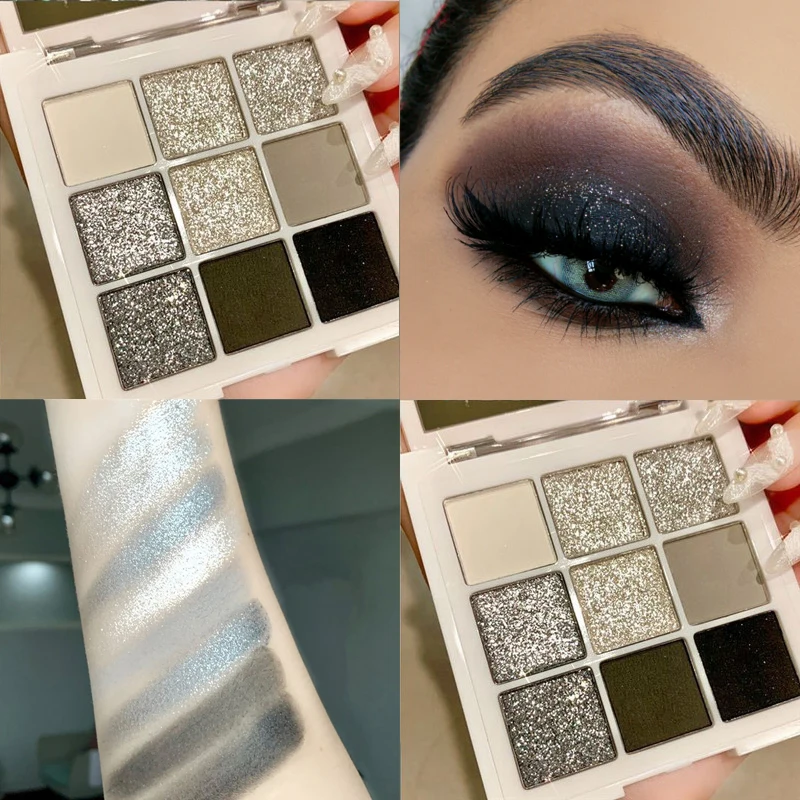 9 farben Kühlen Getönten Dark Lidschatten-palette Schwarz Smokey Palette Matte Glitter Lidschatten-palette Rauchigen Lidschatten Auge Pigmente