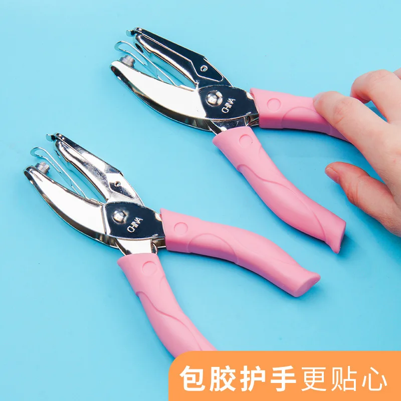 Tenwin Hand Punch Loving Heart/Stars/Round Hole DIY Hand Punch Machine Manual Small Metal Puncher Student Stationery Hole view 2