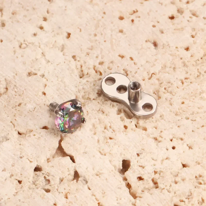 ASTM F136 Titanium Dermal Anchor Piercing 16G Microdermal Piercing Skin Diver Dermal Piercing Inlaid with 5A CZ Body Jewelry