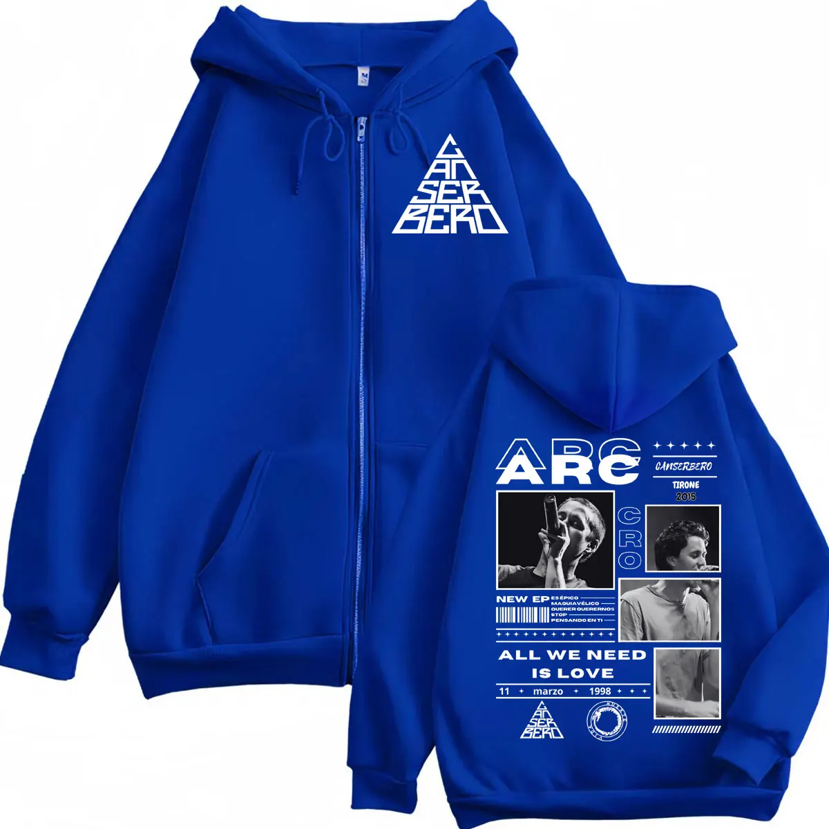 Canserbero All We Need Is Love Muerte Vida Merch Reißverschluss-Hoodie Herrenmode Hip Hop Zip Up Sweatshirts Lässige Fleece-Pullover