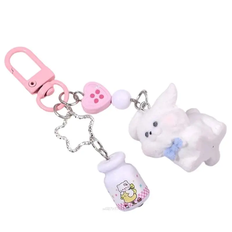 X5XA سلاسل المفاتيح الجمالية محفظة حقيبة يد حقيبة الظهر قلادة جالبة للحظ يتدفقون الكلب سلاسل المفاتيح سحر سيارة كيرينغ للنساء