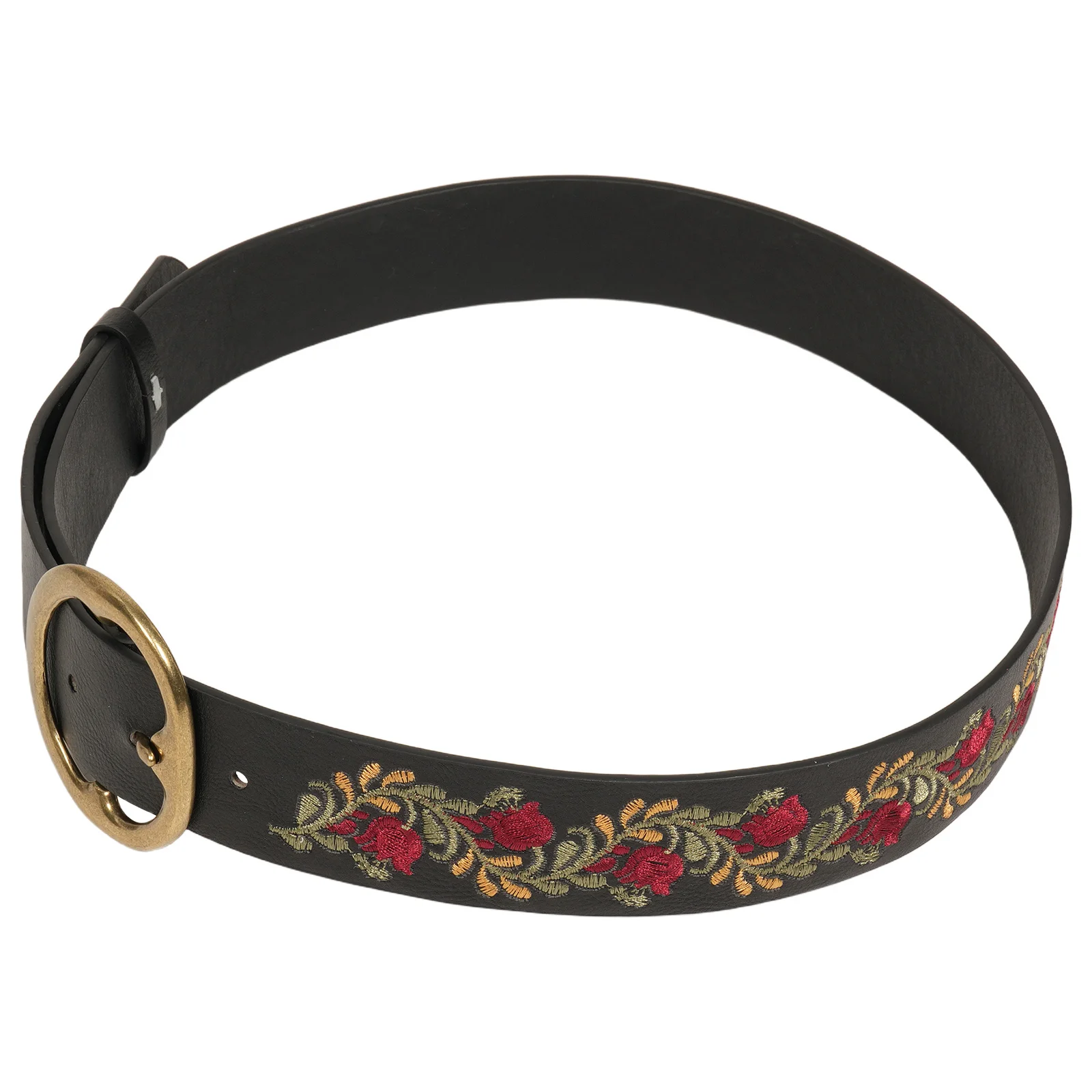 

Boho Embroidered Wide Waist Belt Floral PU Adjustable Buckle Vintage Flower Sash for Dresses Jeans Skirts Women