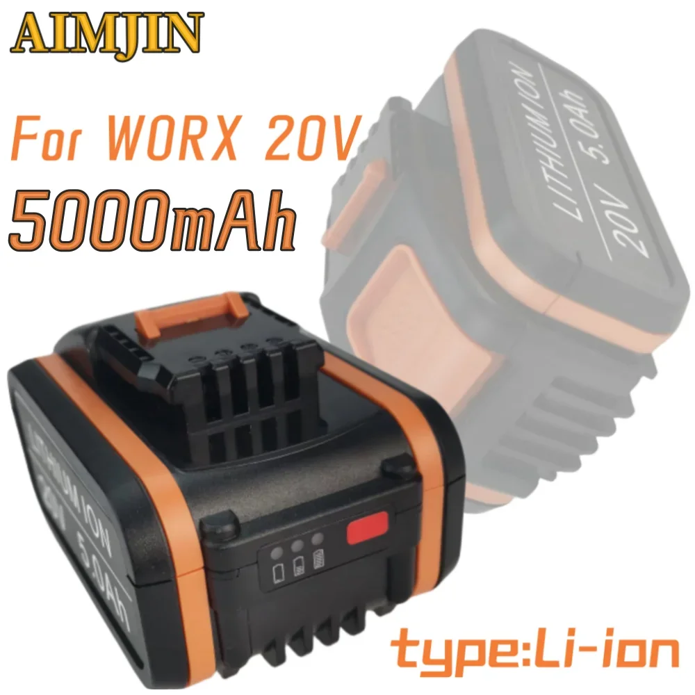 

Original Worx 20V 5.0Ah lithium battery rechargeable WA3553 WA3551 WA3570 suitable for Worx electric and garden tools+charger