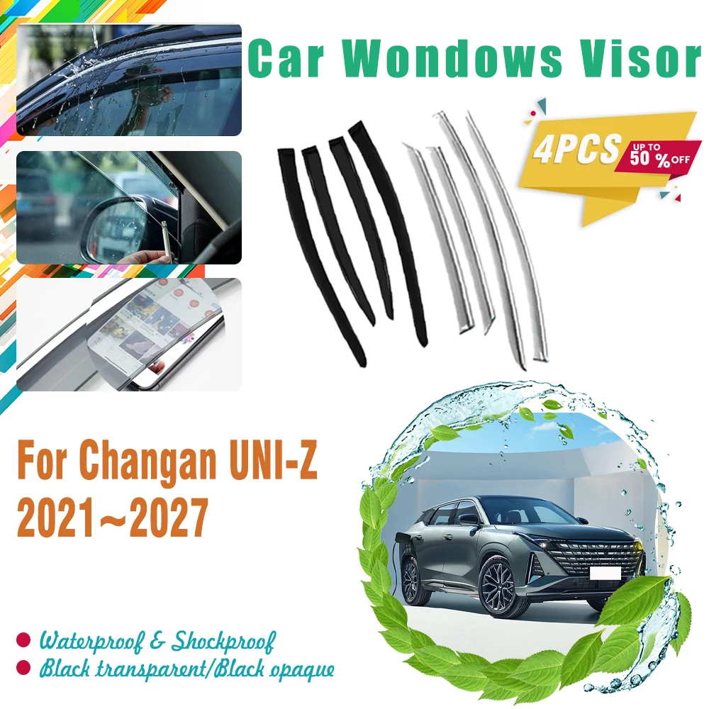 

4PCS Car Windshields For Changan UNI-Z Oshan Z6 Volga K40 2021~2027 Sun Rain Window Visors Rain Guard Trim Cover Car Accessories