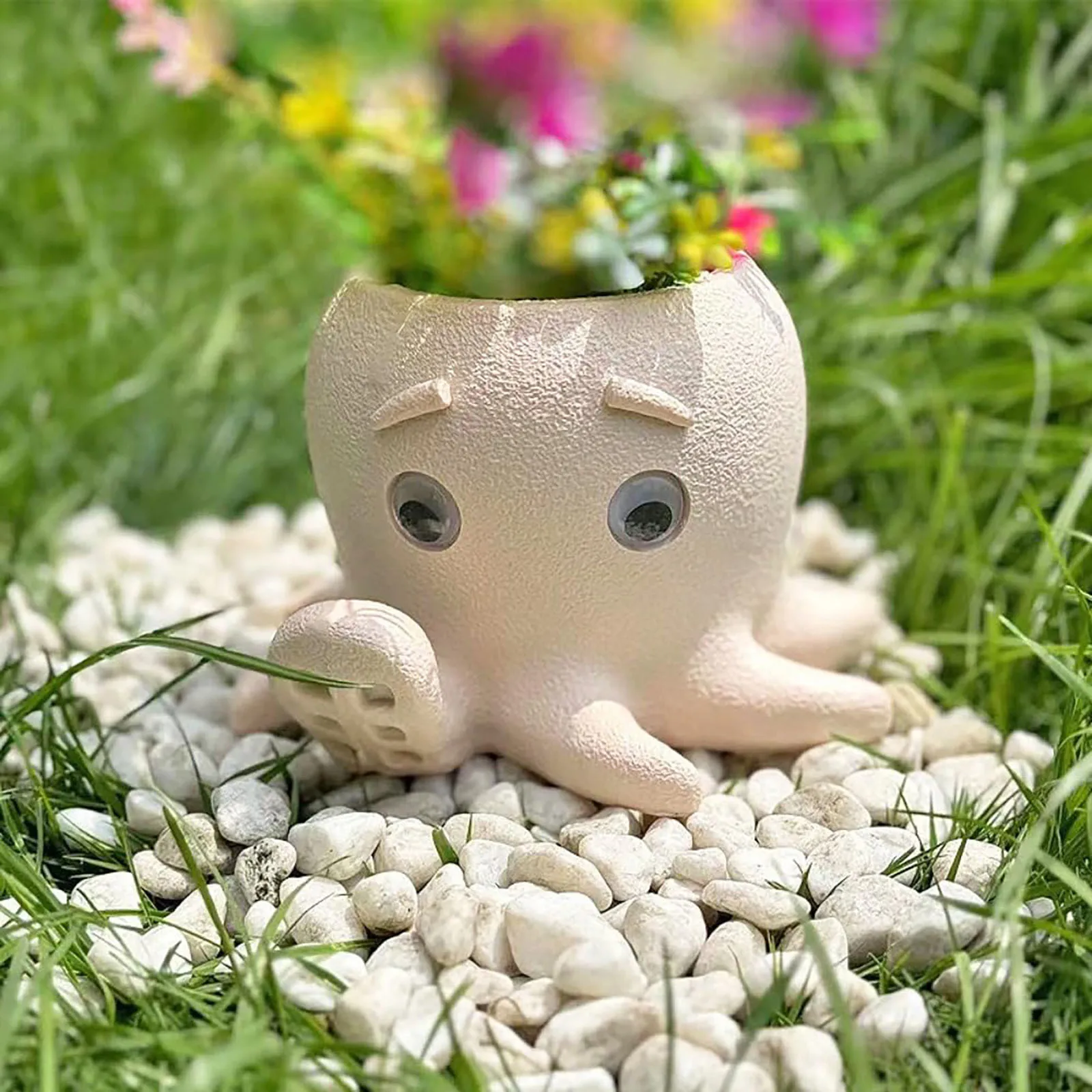 

Cute Pot Resin Head Planter With Hole Funny Face Small Succulent Flower Pot For Indoor Outdoor Neutral Christmas Decorations