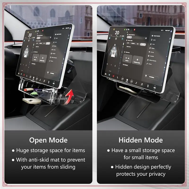 

For Tesla Accessories 2024 2025 Model 3 Highland 2025 Model Y Juniper Hideable Under Screen Storage Organizer