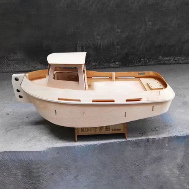 

DIY Wooden Handmade Ship Model Kit Assembled Wooden Escort Ship Push Tugboat Kit in The Harbor