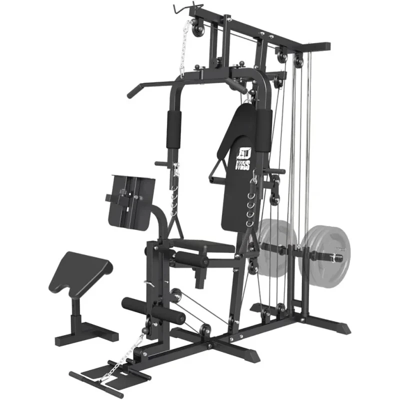 

CHome Workout Station,Multifunctional Home Gym System with Extension,Leg Press,Preacher Curl and Full Body Exercise Acce